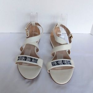 Hugo Boss Cream Leather Sandals with Zebra Print